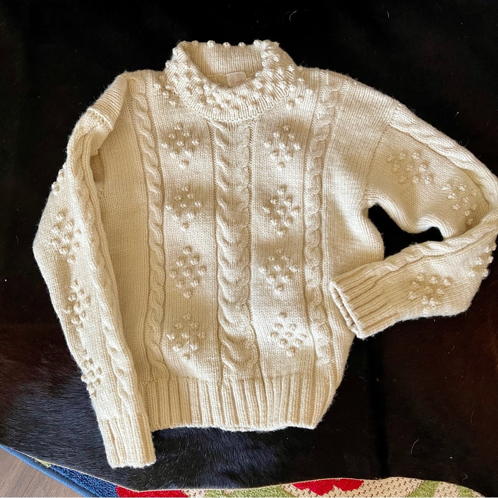 Vintage hand knit popcorn fisherman sweater - Picture 1 of 6